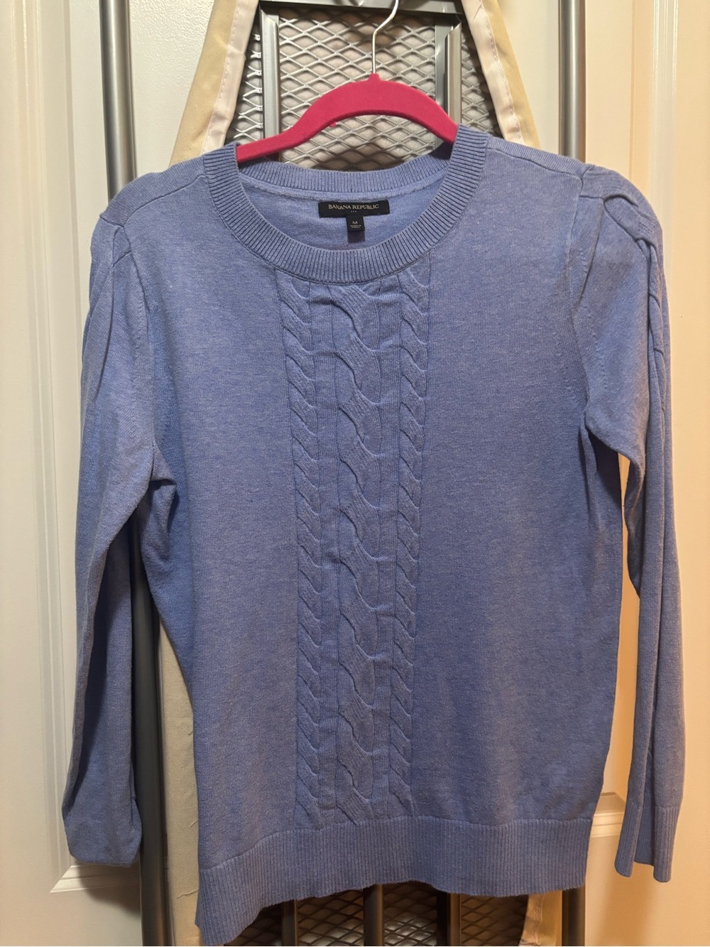 Banana Republic Sky Blue Cable-Knit Crewneck Sweater